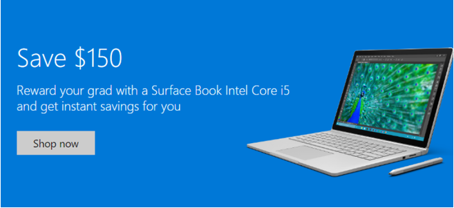 Surface Book chạy Intel Core i5 giảm giá 150 USD